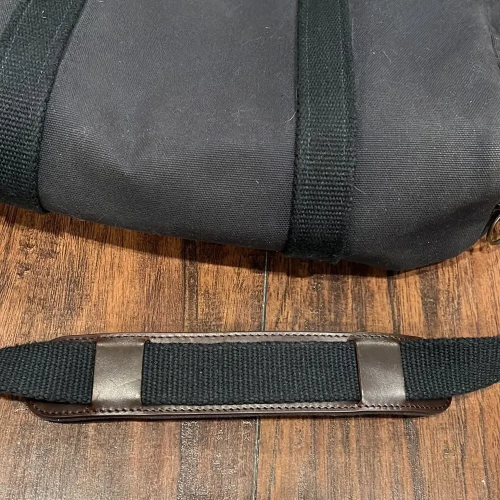 VTG Lands End Direct Merchant dark Canvas leather Messenger Bag Two Compartment